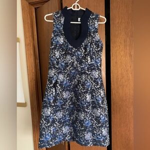 Belle Badgley Mischka Sheath Kustin Dress Sz 8 Blue/Silver